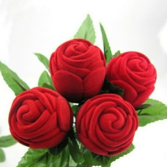 NEW QTY 2!! Rose Ring Box Holder Long Stem Romantic Lovely Ring Engagement - Picture 7 of 12